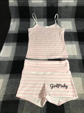 VS PINK BY FRANKIE’S JADE COTTON TANK & BROOKLYN SHORTS SET SIZES LARGE & M/L